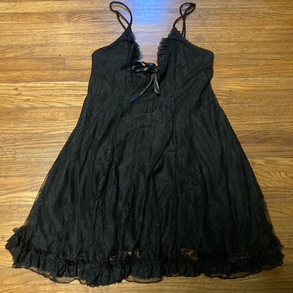DOLLS KILL L Widow Dress Black Lace Babydoll *NEW*